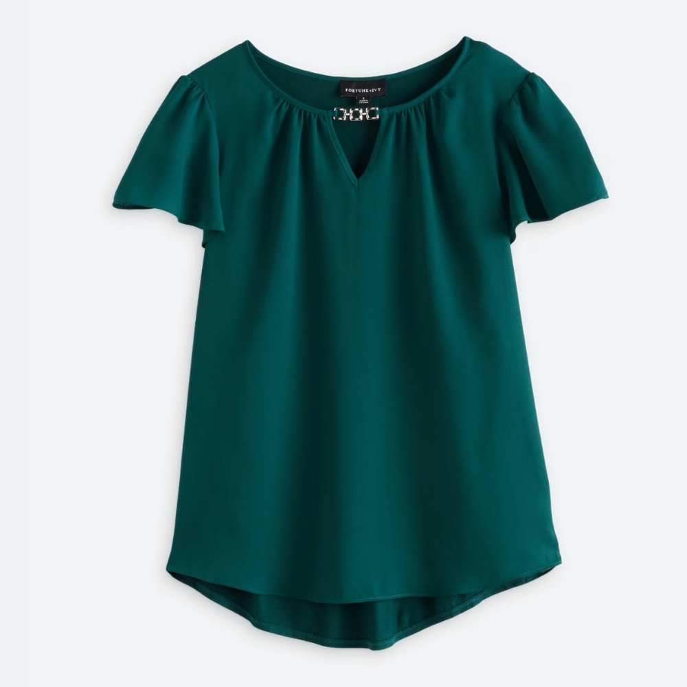 NWT Fortune & Ivy Kelly Green Blouse from Stitchfix - Picture 4 of 11